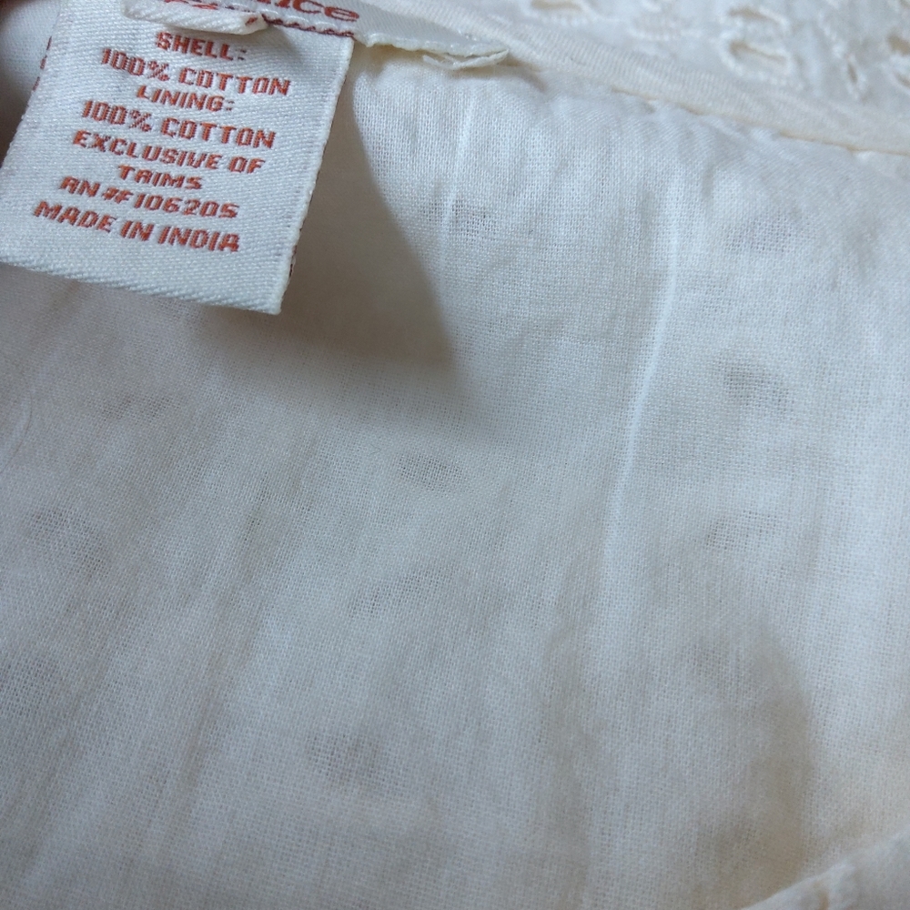 Sundance River Eyelet Dress Lined Petite Size 6 P6 Cream Color Above The Knee - Picture 9 of 11